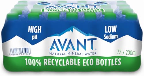 Avant Natural Mineral Water Sports Cap Water Bottles 72 x 200ml Premium Still Mineral Drinking Water with Flip Top Sports Cap Small Portable Bottles for Kids Gym School Travel Office & Events