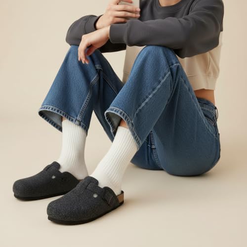 Image of CUSHIONAIRE Hana Womens Clogs | Comfortable Vegan Suede Clogs for Women | Slip On Potato Shoes with Cork Footbed & Arch Support | Memory Foam, Wide Widths Available