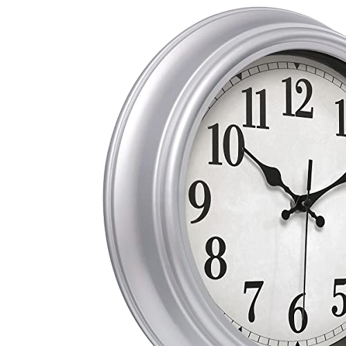 Jenlystime 12 Inch Retro Wall Clock Silent Non Ticking Battery Operated Movement Easy To Read Wall Clocks Decorate For Bedroom Living Room Kitchen Office(Silver) #TOP6