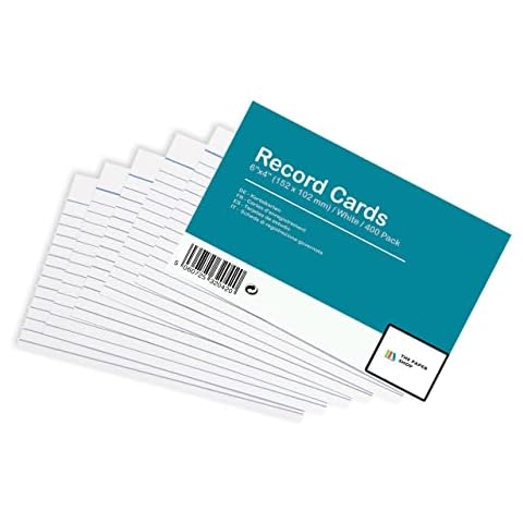 [400 Pack] Revision Cards 6x4 White Record Cards FlashCards Ruled (6”x 4”) 152mm x 102mm Blank Flash Cards Index Cards Cover