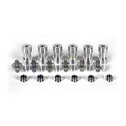 6 Sets of Light Stand Spigot Adapters, Screw Adapters & Thread Converter Rings