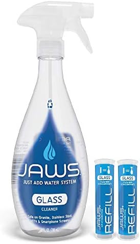 JAWS Glass Cleaner Bottle with 2 Refill Pods. Refillable Cleaning Supplies