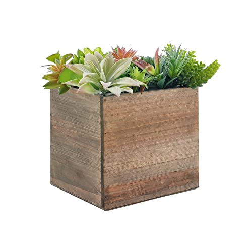 Cys Excel Cube Planter Box With Removable Zinc Metal Liner (8"X8"X8") | Multiple Size Choices Wood Square Planter | Indoor Decorative Window Box #TOP2