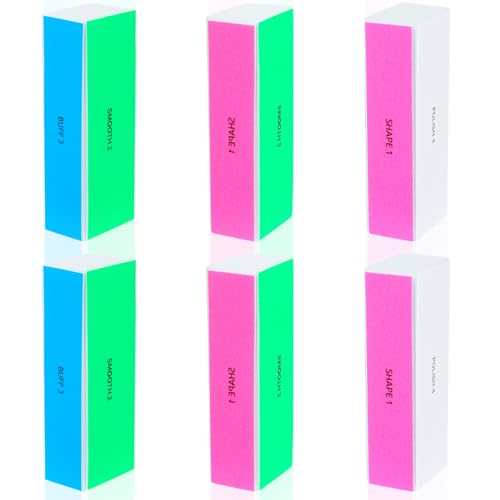 Set di 6 lucidanti colorate per unghie, 4 blocchi per lime, lucidare e lisciare le unghie, inclusi letto per unghie e bordi delle unghie