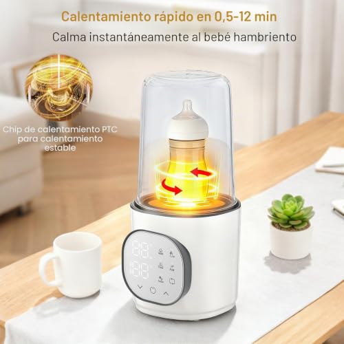 Miniatura 3 de Calentador De Biberones Para Bebé Con Cable Con Control Preciso De La Temperatura, Calentador De Biberones 9 En 1 Con Calentamiento Rápido, Apagado Automático Y Compatibilidad Universal Con Biberones