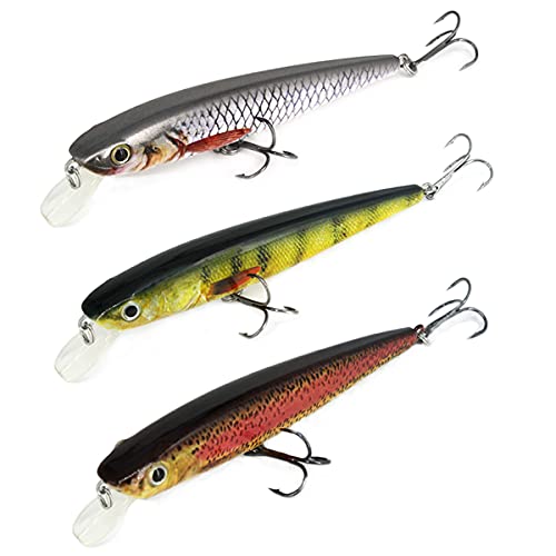 Fishing Lures for bass ,Slow Sink Dynamic Lures,Trout Bait with Built-in Vibrating Ball,3 Color Combinations ,Suitable for Most Freshwater Fish