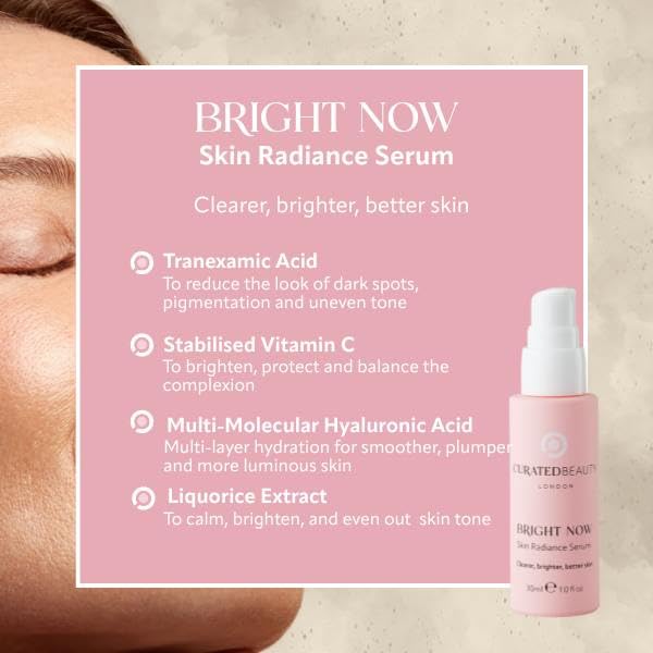 Curated Beauty London Bright Now Skin Radiance. Clearer Brighter Skin. Daily Glow Serum with Tranexamic Acid - Image 3