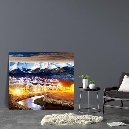 Image of Pitaara Box Christmas Night | Canvas Painting for Bedroom & Living Room | Engineered Wood Frame | 27 x 24 inch (69 x 61 cms)