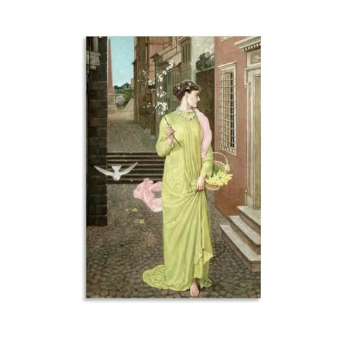Impression Toile Préraphaélite Walter Crane Messager du Printemps Déco Murale 16x24