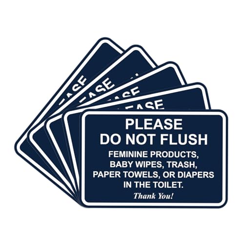 All Quality Classic Framed Please Do Not Flush Thank You Bathroom Etiquette Sign - 5" x 7" (Navy Blue) 5 Pack
