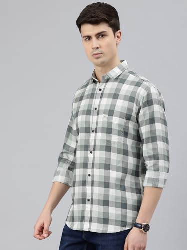 Image of Majestic Man Men Comfort Slim Fit Opaque Checked Cotton Casual Shirt