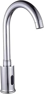 Automatic Touchless Bathroom Sink Faucet Motion Sensor Commercial Kitchen Hands Free Faucet with Hole Cover Plate,AC/DC Powered, Public Sink Faucet,Chrome (Faucet-DD)