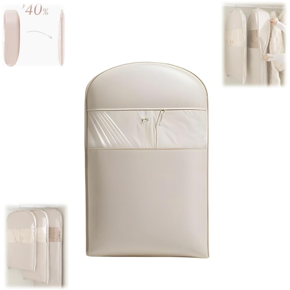 Space Saving Hanging Garment Bag with Compression Zipper Clothes Organizer Suit Cover for Closet Storage or Travel Hanging