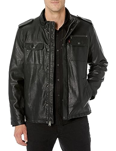 Image of Levi's Men's Vintage Deer Faux Leather Sherpa Military Jacket Big & Tall