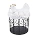 Yardwe 1 Ensemble Métallique Panier De Stockage des Œufs De Poulet Forme Vintage Coquetier Corbeille De Fruits avec Couvercle pour La Maison Cuisine Ferme Décoratif Blanc