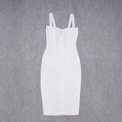 Image of Midi-Calf Solid Color Spaghetti Strap Rayon Bandage Dress