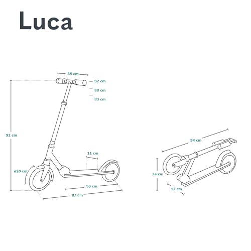 lionelo Luca Patinete Urbano XXL hasta 100 kg, Scooter para niños, Grandes Ruedas 200 mm ShockResist Amortiguador, Volante Ajustable Altura, Freno Plegable - imagen 9