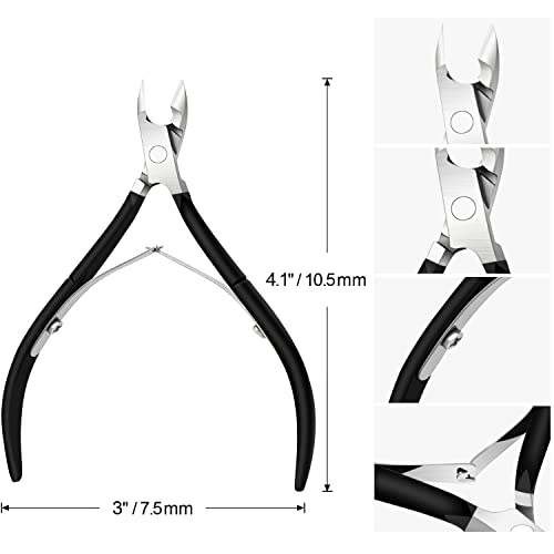 4 Packs Cuticle Nipper, Premium Stainless Steel Cuticle Trimmer for Manicure & Pedicure at Home/Spa/Salon [Black] - Thumbnail 2