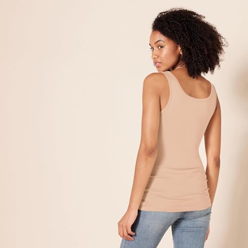 Image of Amazon Essentials Women's Slim-Fit Ribbed Scoop Neck Tank Tops, Pack of 2