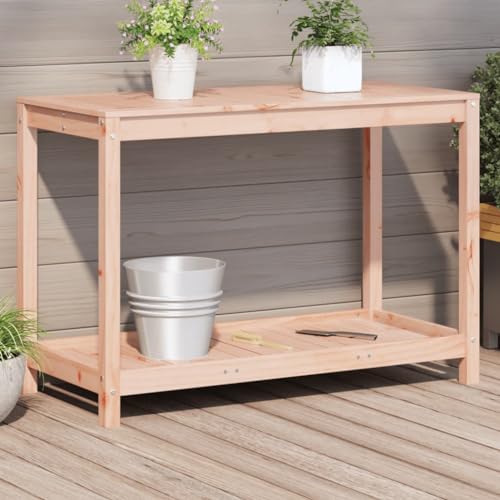 Hoopleep Table de plantation avec étagère 108 x 50 x 75 cm en bois massif Douglas - Table de jardin robuste pour plantes, jardinage et accessoires, idéale pour l'intérieur et la terrasse