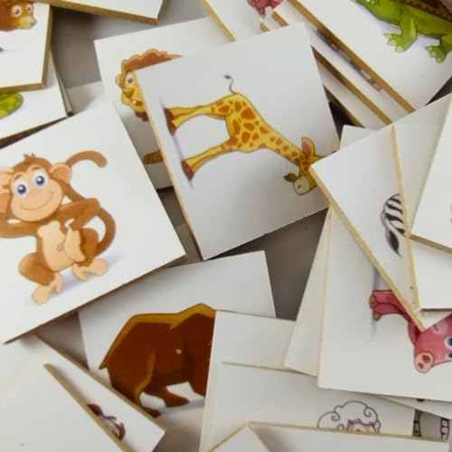 Jogo da Memória Animais Educação Infantil Brinquedo de Madeira Educativo Pedagógico para Meninas e M