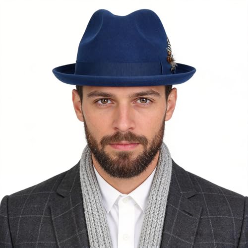 Image of FORBUSITE Wool Felt Wide Brim Fedora Hats for Women Men