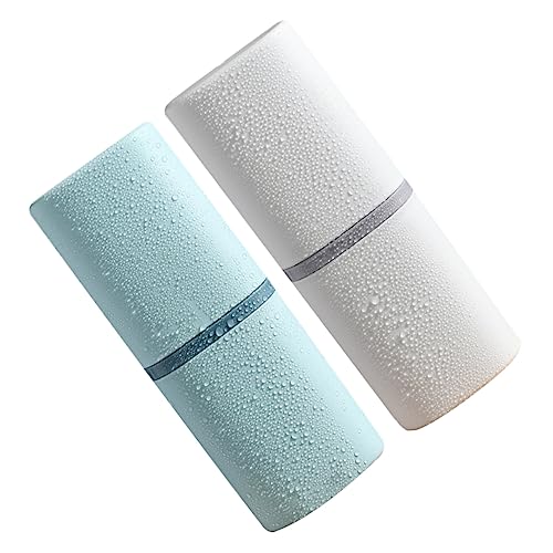 2pezzi Porta Spazzolino Da Viaggio e Tazza Lavaggio Due Contenitore Compatto Per Casa e Viaggi Design Elegante in Bianco Per Uomini e Donne
