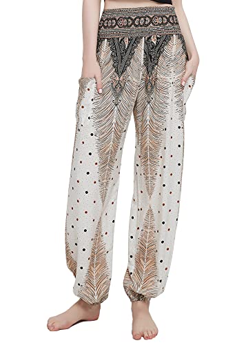 Urban Coco Women's Smocked Waist Boho Floral Print Harem Yoga Pants (S, 10) #TOP2