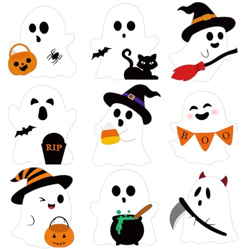 Large Ghost Cutouts Halloween Decorations Cardboard Cutout Set of 9,