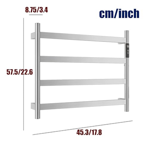 Toallero eléctrico de acero inoxidable plateado con cableado para pared 5