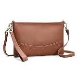 befen Genuine Leather Clutch Purse for Women RFID Blocking Wristlet Purses Brown Crossbody Bag Small Real Leather Crossbody Wallet for Travel Soft Designer Handbag with Shoulder and Wrist Strap