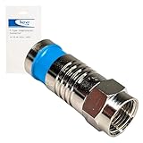 ICC F Type Compression Connector for RG6 Quad Shield Coaxial Cable, Nickel Plated, Broadband CATV and Satellite Installations, 100-Pack