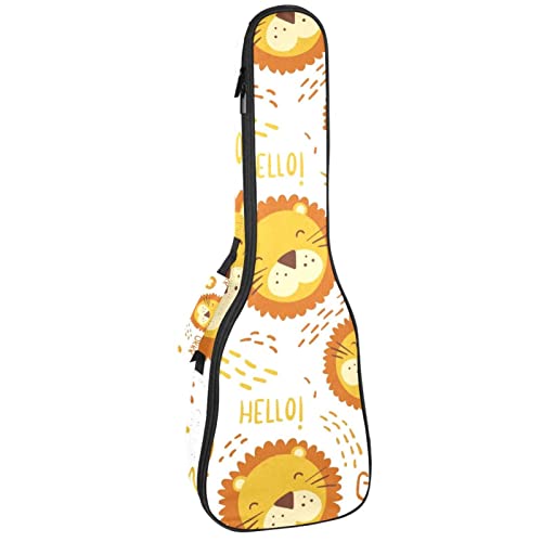 Housse de transport imperméable et rembourrée motif lion pour ukulélé ténor