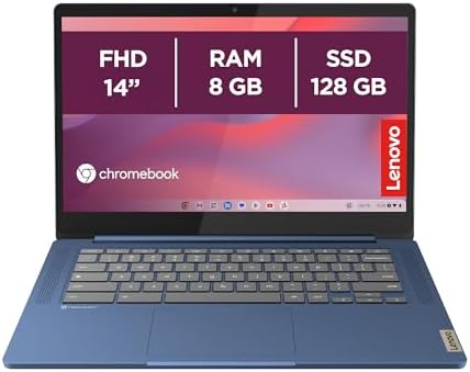 Lenovo IdeaPad Slim 3 Notebook Chromebook 14" FHD (1920x1080), MediaTek Kompanio 520, 8GB RAM, 128GB eMMC, ChromeOS, WiFi 6 - Abyss Blue, Esclusiva Amazon