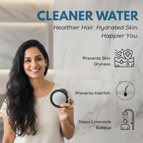 Image of Life Harbor 15-Stage Hard Water Shower Filter | Reduces Hair Fall, Dry Skin & Dandruff | KDF-55 + Activated Carbon + FOF Scale Inhibitor | 2X Active Filtration Media (Shower LUXE: Matt Black)