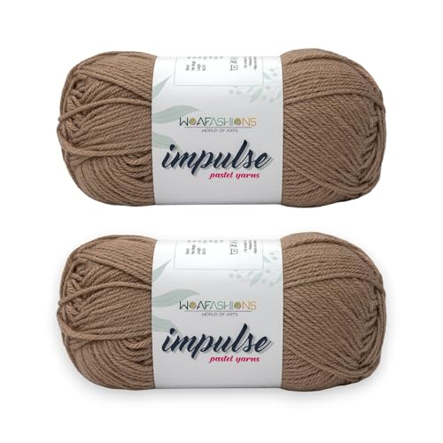 Image of WOAFashions Impulse Hand Knitting & Crochet Yarn, Premium Acrylic, 4 : Medium (Wood Brown) (2x100gms / 3.5oz / 200mtr / 218yds)