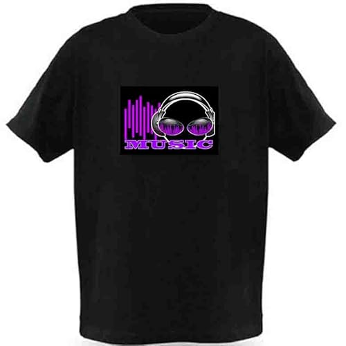 LED Activated Music T-Shirt Sound Luminous Equalizer for Adults and Kids Novelty Clothing Party DJ Music Show Wear(XXL, No19)