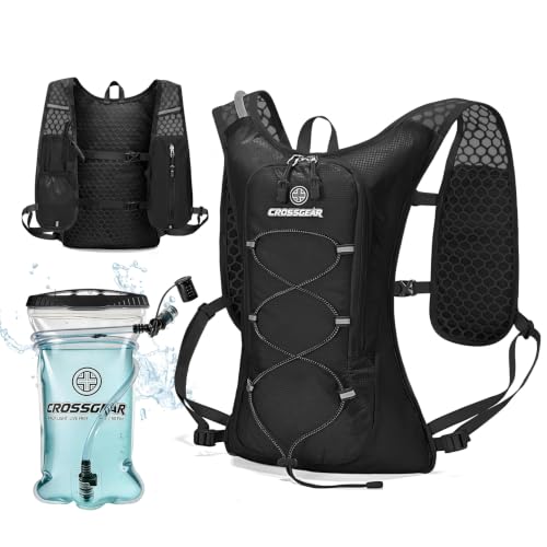 CROSSGEAR Hydration Running Vest with 1.5L Water Bladder-BPA Free, Black - image 1