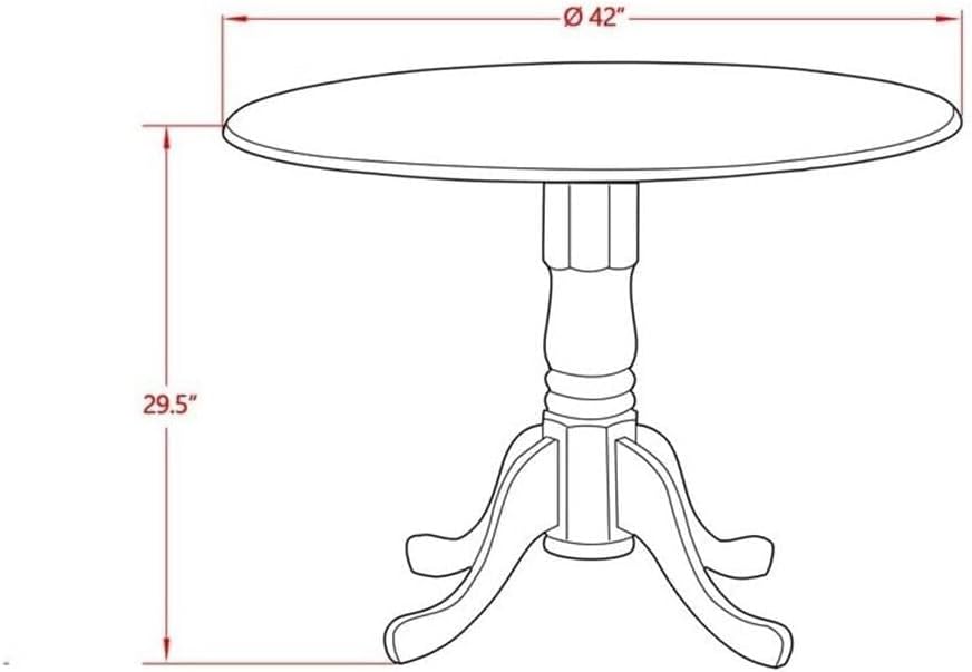 HomeStock Round Wood Dining Table - Sturdy Kitchen Table for Small Spaces Oak/42-Inch with Dropleaf