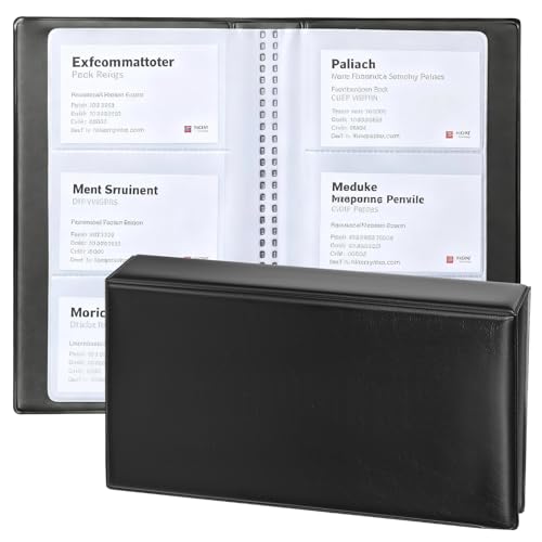 Porte Cartes de Visite pour 240 Cartes, Etui de Rangement en Cuir Synthétique avec Intérieur Transparent, Carnet de Cartes de Visite Polyvalent, Livre PVC pour Cartes de Crédit et Fidélité (Noir)