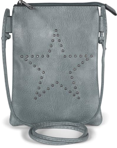 styleBREAKER Mini Bag Umhängetasche mit Nieten in Stern Form, Schultertasche, Handtasche, Tasche, Damen 02012235, Farbe:Blau