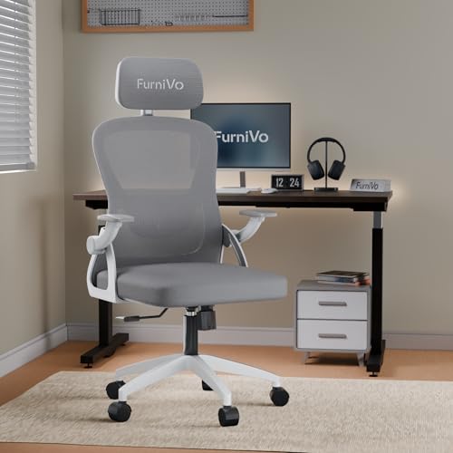 Image of Spark Ergonomic High Back Office Chair with 3D Adjustable Armrest, Adjustable Headrest, Lumbar Support, Revolving Mesh Chair - Home & Office | 3 Years Warranty (White-Grey)