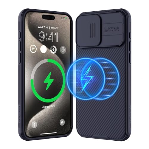 Nillkin CamShield Pro Magnetic Case for iPhone 15 Pro Max, Compatible with MagSafe, Sliding Camera Cover, Dark Purple