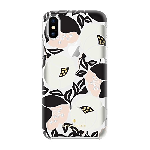 kate spade new york KSIPH-076-NPBGC Protective Hardshell Case for iPhone X - Nouveau Poppy Black/Gold Foil/Gems/Clear