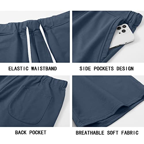 Janmid Men's Casual Classic Fit Cotton Elastic Jogger Gym Shorts Navy Blue Xl #TOP2