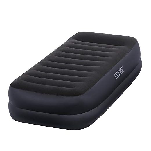 Intex Dura-Beam Series Pillow Rest Raised Airbed with Fiber-Tech Construction and Built-In Pump, Twin, Bed Height 16.5"