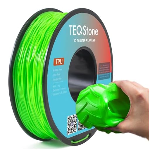 TEQStone TPU Filament 1.75mm New Green 1Kg Spool 95A Flexible Soft 3D Printer Filament Consistent Diameter +/-0.03mm in Vacuum Package