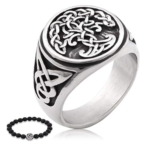 Gungneer Stainless Steel Yggdrasil Tree of Life Ring Celtic Knot Jewelry Irish Triquetra Accessories Men Women Cover