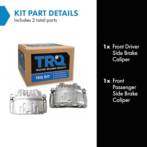 Image of TRQ Front Brake Caliper Set Zinc Coated Brackets Compatible with 2003-2008 Cadillac CTS 2005-2008 STS