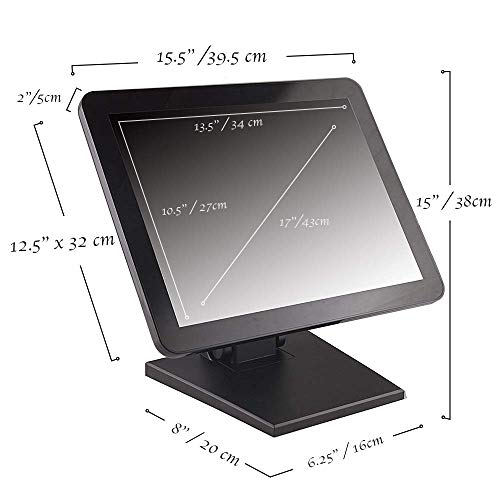 Angel Pos 17-Inch Capacitive Led Backlit Multi-Touch Monitor, True Flat Seamless Design Touchscreen, Vga And Hdmi Input, For Office, Retail, Restaurant, Bar, Gym, Warehouse, No Driver Required #TOP5